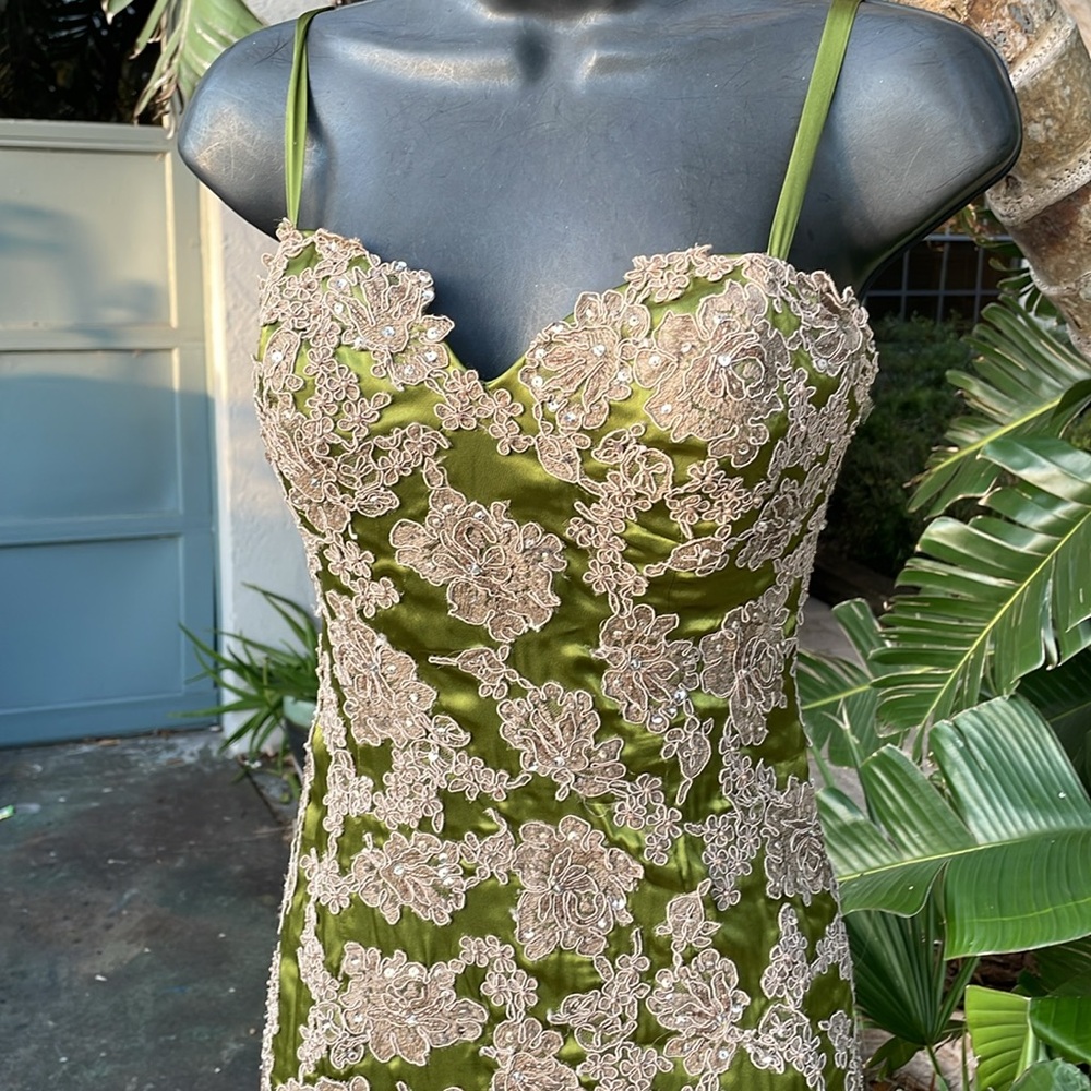 Jovani floral satin lace mermaid dress with train - Picture 6 of 13